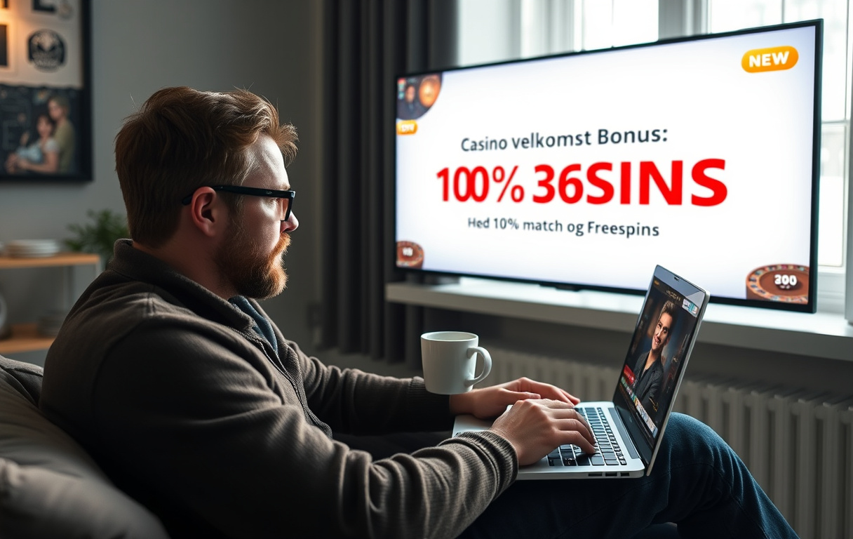 Person med smarttelefon som viser en velkomstbonus i en betting-app, med fotballkamp i bakgrunnen.