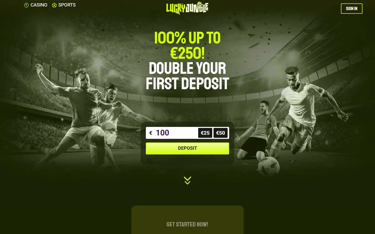 Sportsbonusen hos LuckyJungle: 100 % opptil €250