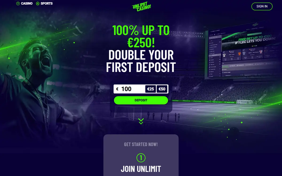 Sportsbonusen hos Unlimit: 100 % opptil €250