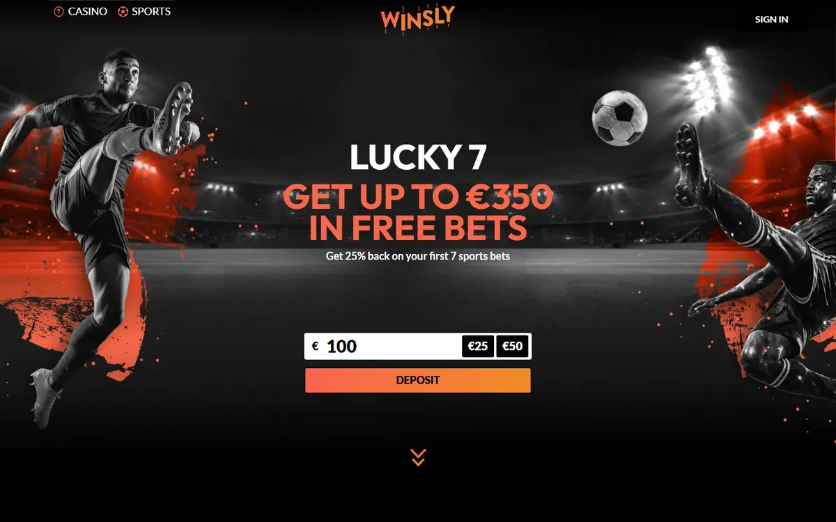 Sportsbonusen hos Winsly: opptil €350 i free bets