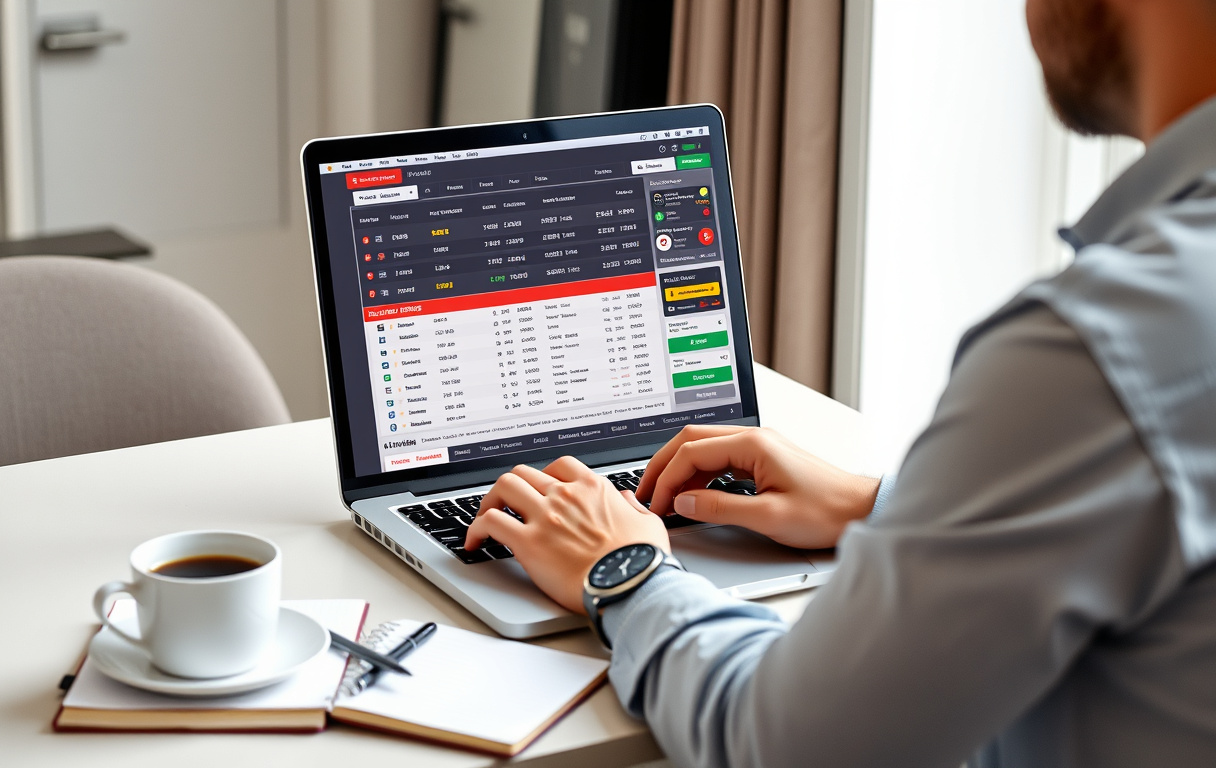 En person sammenligner bettingsider på en laptop