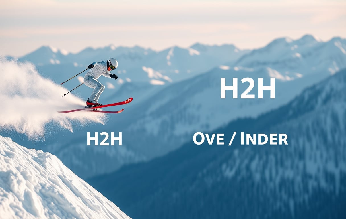 Skihopper i luften med odds-tavle i bakgrunnen